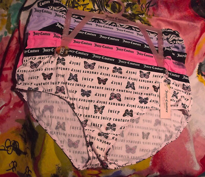 5 NEW JUICY COUTURE JC9694 5PKAP  PLUS SIZE LOGO WAIST CHEEKY HIPSTER PANTIES 3X