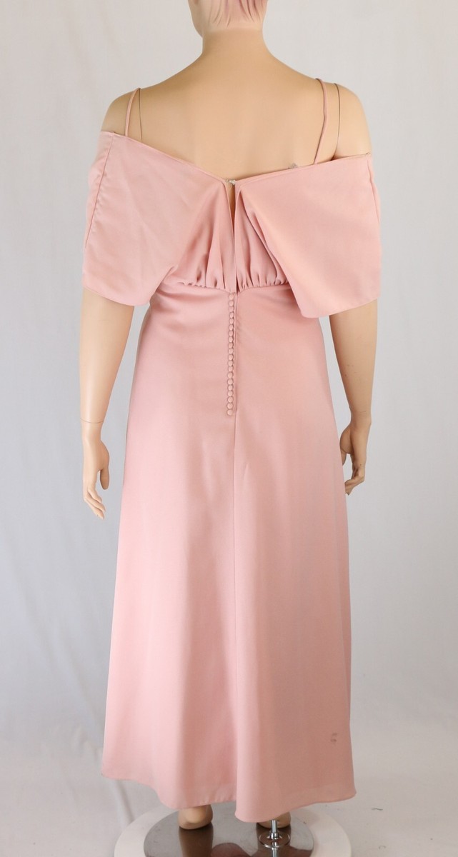 Alfred Angelo Vintage 90s Pink Off Shoulder Bridesmaid Party Prom Dress sz  24