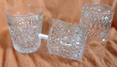 3x Whiskyglas Whiskeyglas  echt Bleikristall Tumbler schwer Vintage Retro