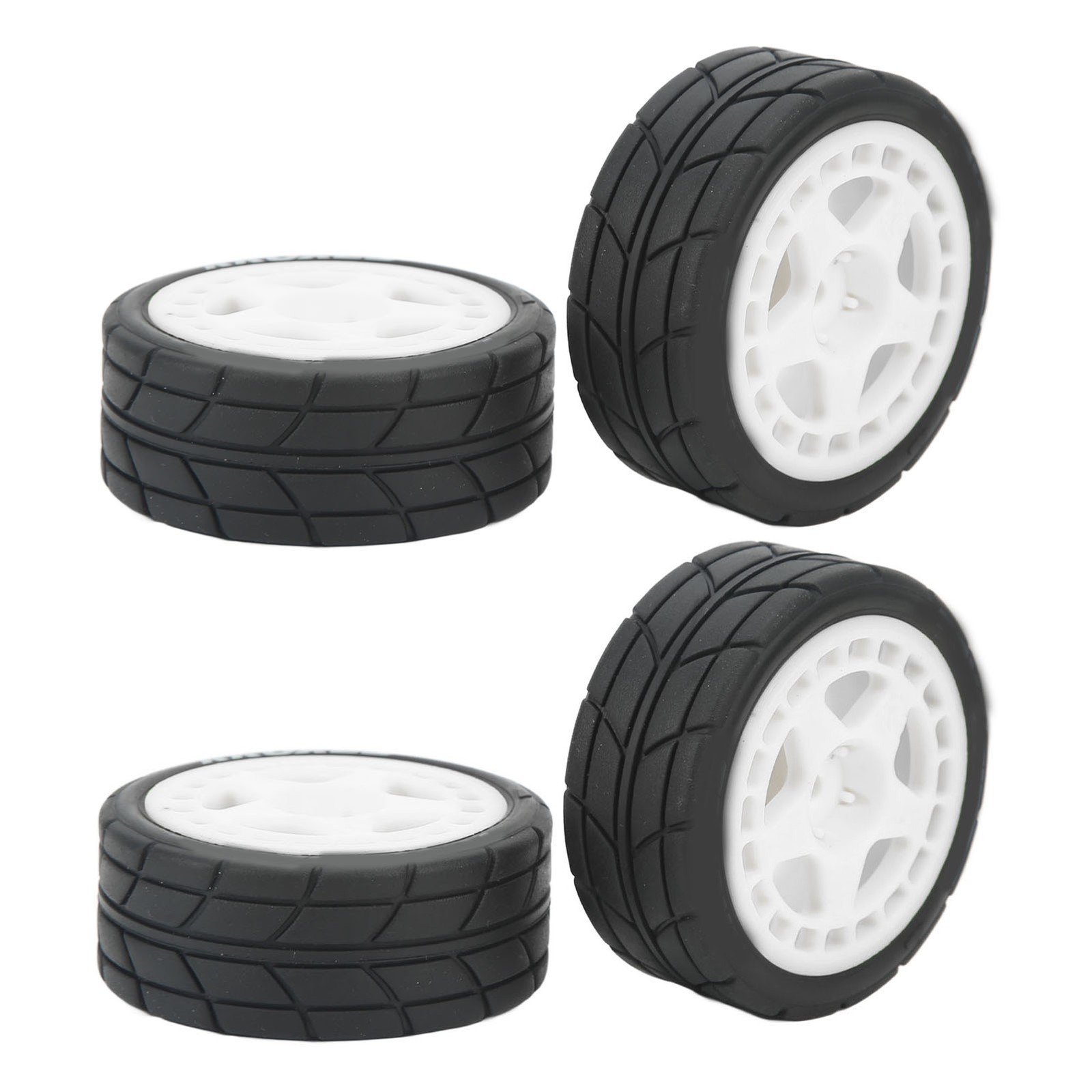 4PCS 1/10 RC Wheel Tires With Hub Fin Plastics Rubber RC Flat Wheel For Car Upgr