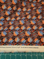 PATRIOTIC CHRISTMAS AMERICAN USA FLAG ORNAMENTS FABRIC BY THE YARD SUSAN WINGET