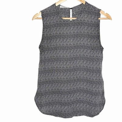 Equipment Silk Ditzy Floral Sleeveless Top Black Womens Small Minimalist Cottage