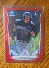 Dom Nunez 1st -2014 Bowman Chrome Red Wave Refractor #/25 BCP30 Colorado Rockies