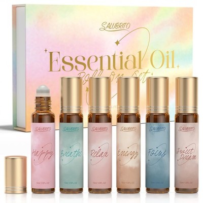SALUBRITO Essential Oil Roll On Gift Set, Aromatherapy Oil with Roller Ball f...
