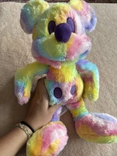 RARE Disney Parks Rainbow Pastel Tie Dye Mickey Mouse Plush Pride stripes fluffy