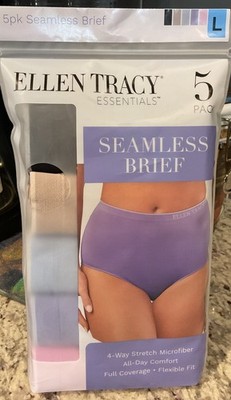 ELLEN TRACY Women s Sz L  (7) 39 -40  Hip 5 Pk SEAMLESS BRIEF Full Coverage NEW
