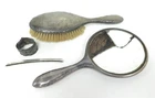 Antique Sterling Silver Pieces Spares Scrap Hairbrush Napkin Ring Set - 0.55kg
