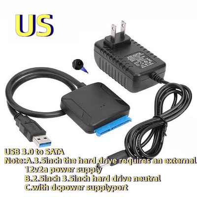 USB 3.0 SATA Festplattenadapter Kabel 2,5 3,5 HDD SSD Konverter kabel