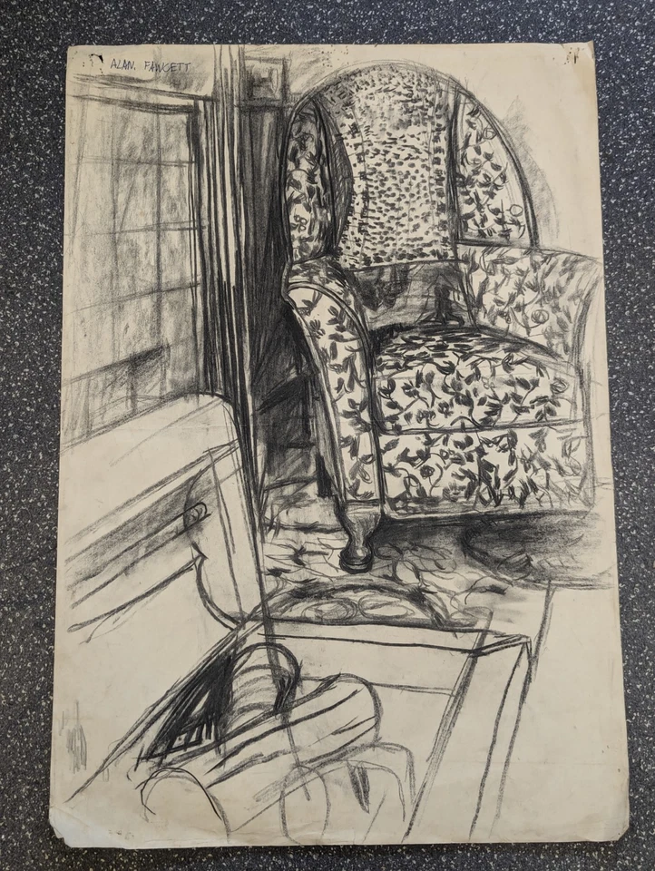 1960s Original double sided charcoal & pencil drawing by Alan Stuart Fawcett RA - image 2 of 4
