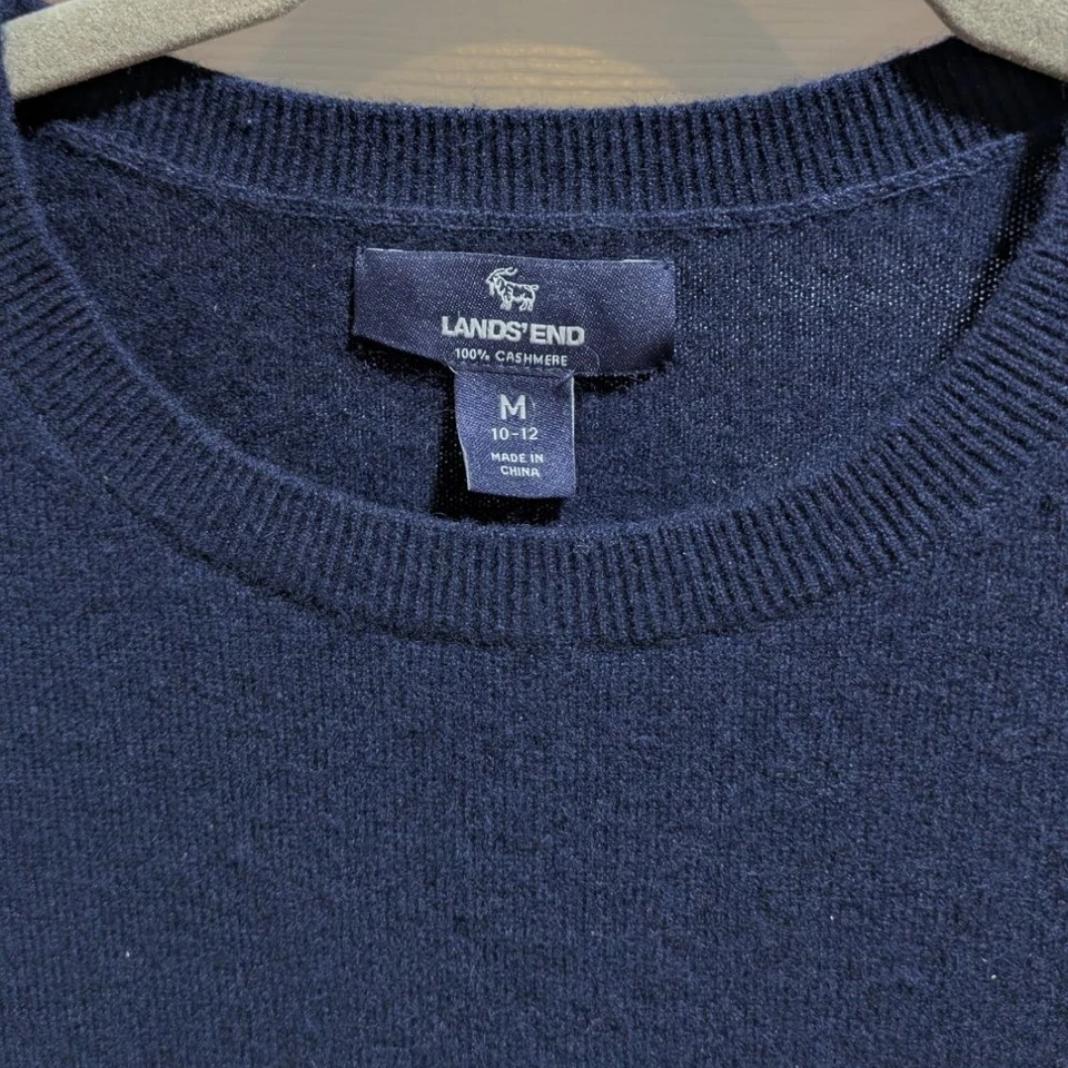 Suéter Lands End para mujer 100 % cachemir mediano azul marino silencioso cápsula de lujo Foto 2 de 4