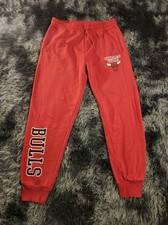 Nba Chicago Bulls Kids Joggers Red Sweat Pants Size Medium 8/10 