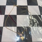 1928 Gold Tone Necklace With Heart Pendant “A” , Flower — photo 1