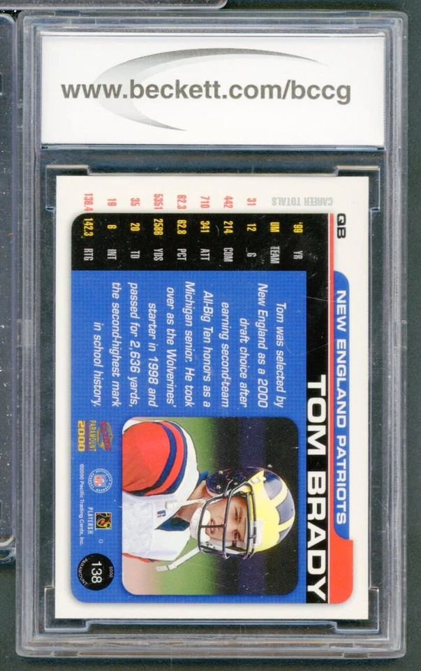 2000 Paramount #138 Tom Brady Rookie Card BGS BCCG 10 Mint+ - Image 2 of 4
