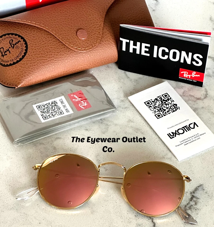 Store Display Rayban Round Metal RB3447 Pink Mirror Men / Women 50mm Ray Ban New - Image 3 of 4