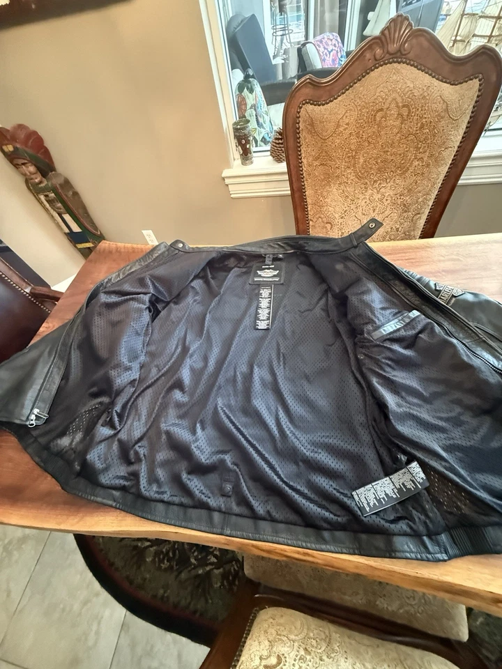 Chaqueta de cuero negra Harley Davidson Upton B&S para hombre con capucha extraíble 3XL   Foto 4 de 4