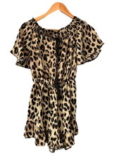 Paplionne brown animal print Playsuit Size S Short Sleeve Women s