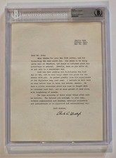 Charles Lindbergh signed autograph 8.5x11 Letter dated 1951 to Scott's Cove BAS