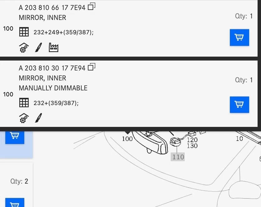 01-09 Mercedes W209 CLK320 CLK550 Interior Rear View Mirror Gray OEM - Image 2 of 4