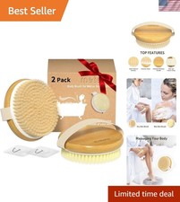 Eco-Friendly 2 Pack Bamboo Dry Body Brushes for Cellulite  Lymphatic Health