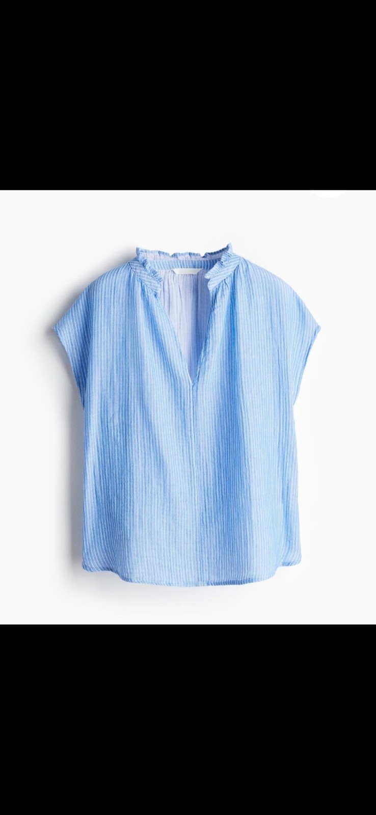 H & M SEALED! NWT! Cotton Muslin Blouse in Striped Blue. Sz Sm. R2S!! thumbnail 4