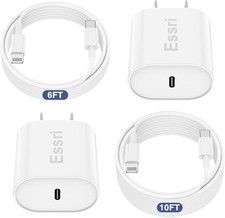 Fast Charger for iPhone 14 13 12 Charge Fast Charging, 2Pack 6FT 10FT USB