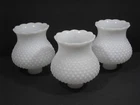 Lot of 3 VTG White Milk Glass Hobnail Ruffled Tulip Light Shade Globe READ