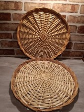 Set 2 Wicker Rattan Basket Pastry Bread Serving Trays 16" Centerpiece Decoration