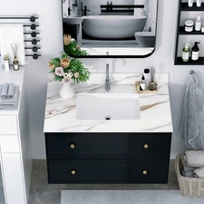 Marble Vanity with Undermount Sink and Splash Guard