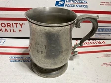 Vintage Stieff Williamsburg Pewter Tankard Mug w/Stepped Base CW55-11 “To Dad”