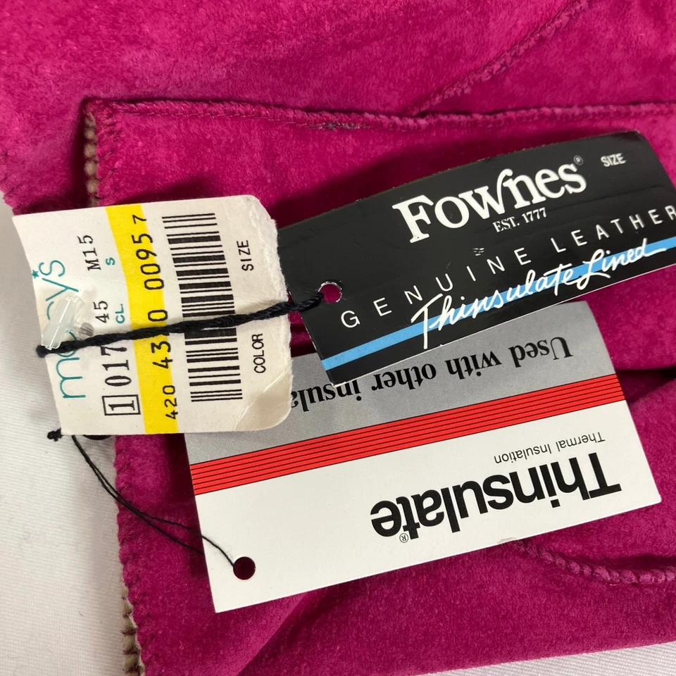 Guantes Fownes de cuero de gamuza genuina forrados aislantes rosa fucsia para mujer XL Foto 2 de 4