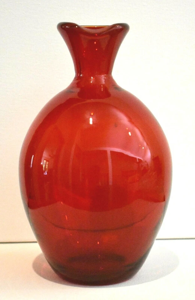 Midcentury Blown Glass Ruby Red Carafe Decanter 8" Tall Spouted - Image 4 of 4