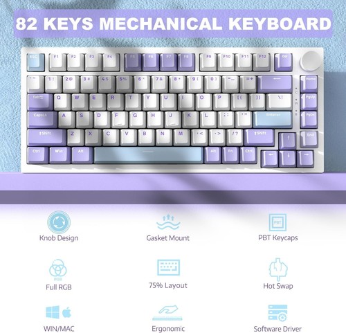 AJAZZ AK820 Type-C Wired Mechanical Gaming Keyboard with Knob Hot Swappable - Picture 16 of 30