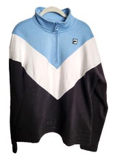 NWT FILA XXL 2XL 16 18 Sweater Black/Pale Blue/White Half-Zip Sport Sweatshirt