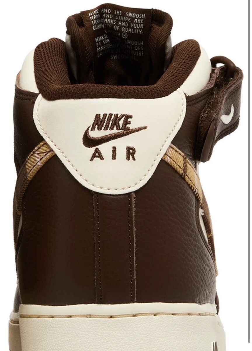 NIKE MENS SIZE 7 SHOEW AIR FORCE 1 MID BROWN PLAID DV0792-100 NIKE MENS SIZE 7 SHOEW AIR FORCE 1 MID BROWN PLAID DV0792  main image 2