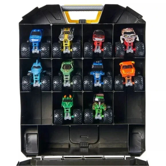 Monster Jam Pit Party &Go 1:64 diecast 10 trucks carrying case