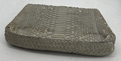Nancy Gonzalez Gray Beige Reptile Flap Clutch inner zip pocket Suede Lining - Picture 3 of 10