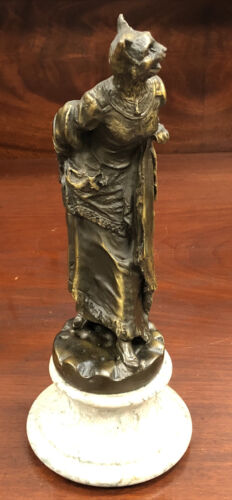 Vintage Egyptian Bastet Baast Bronze Statue Marble Base 10 Inches Tall - 第 3/11 張圖片
