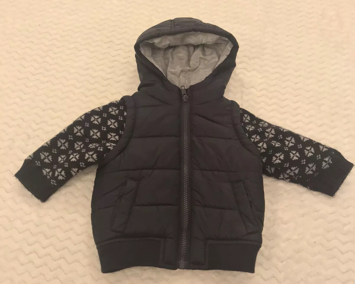 Zip Up Top Jacket Boys 3-6 Months Old Used Blue Navy RRP£32 image 3