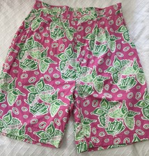 WHITE LABEL LILLY PULITZER Vtg 80s Bermudas 28  Waist SZ 14 Pockets Butterfly Pr