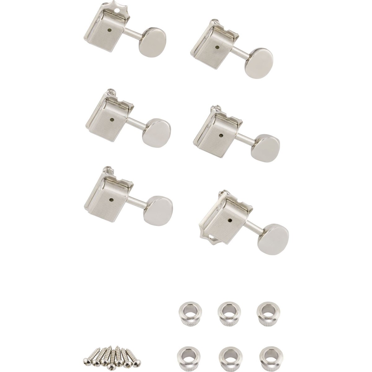 Fender パーツ Locking Tuners with Vintage Fender Vintage Style Locking Guitar Tuning Machines, Nickel, Set