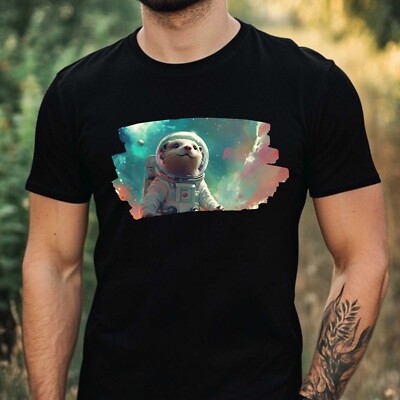 Herren T-Shirt Otter als Astronaut Motiv Baumwolle Größe XS bis 5XL