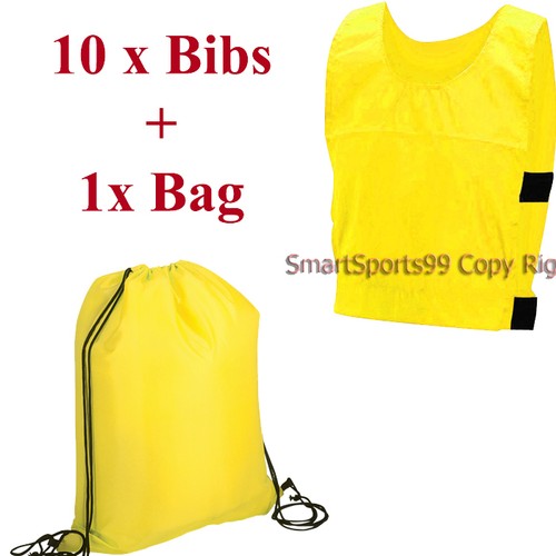 10 FOOTBALL Sports TRAINING BIBS Direct Kids Adult Child Girls Boys Coloured BAG - Picture 4 of 15