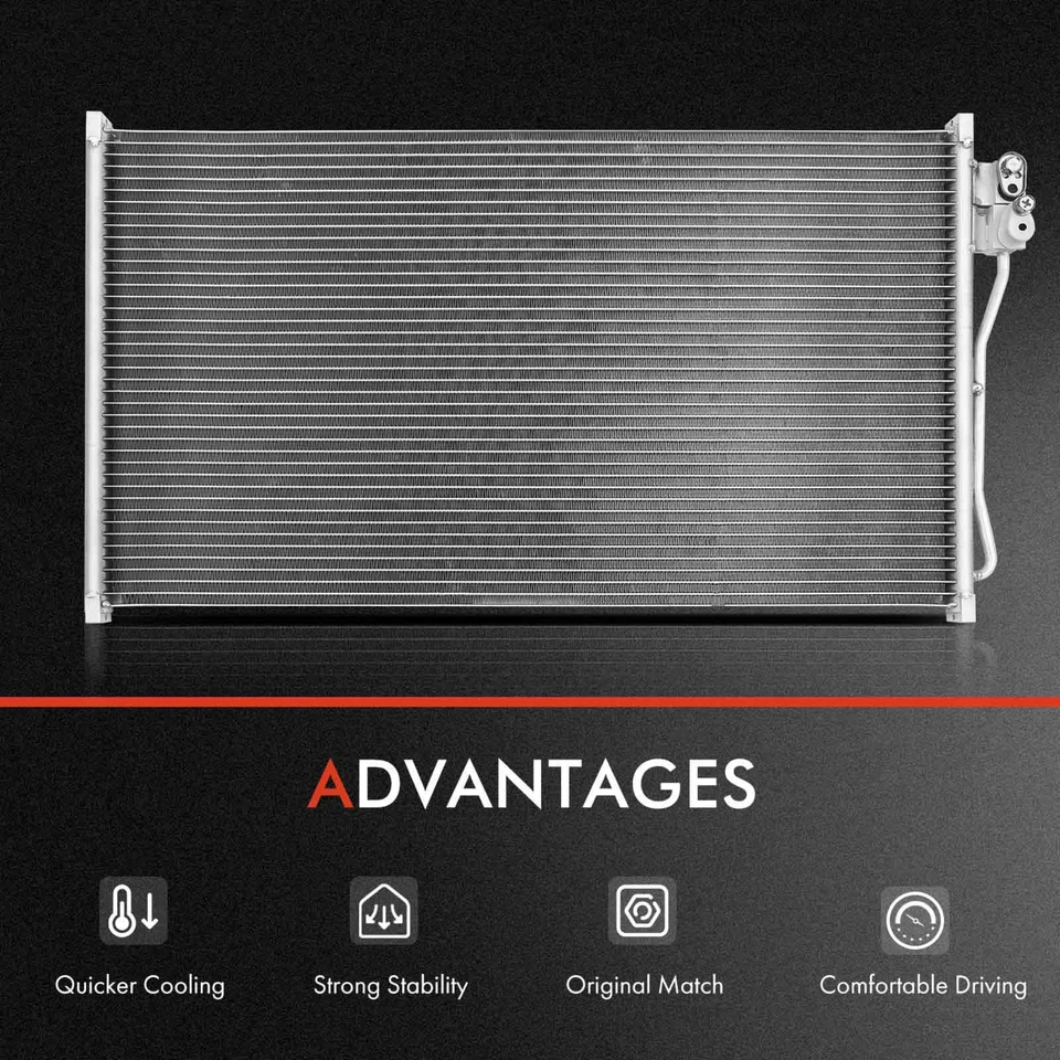 Kit de montaje de condensador de CA y ventilador de refrigeración único para Ford Mustang 2001-2004 4,6 L Foto 3 de 4