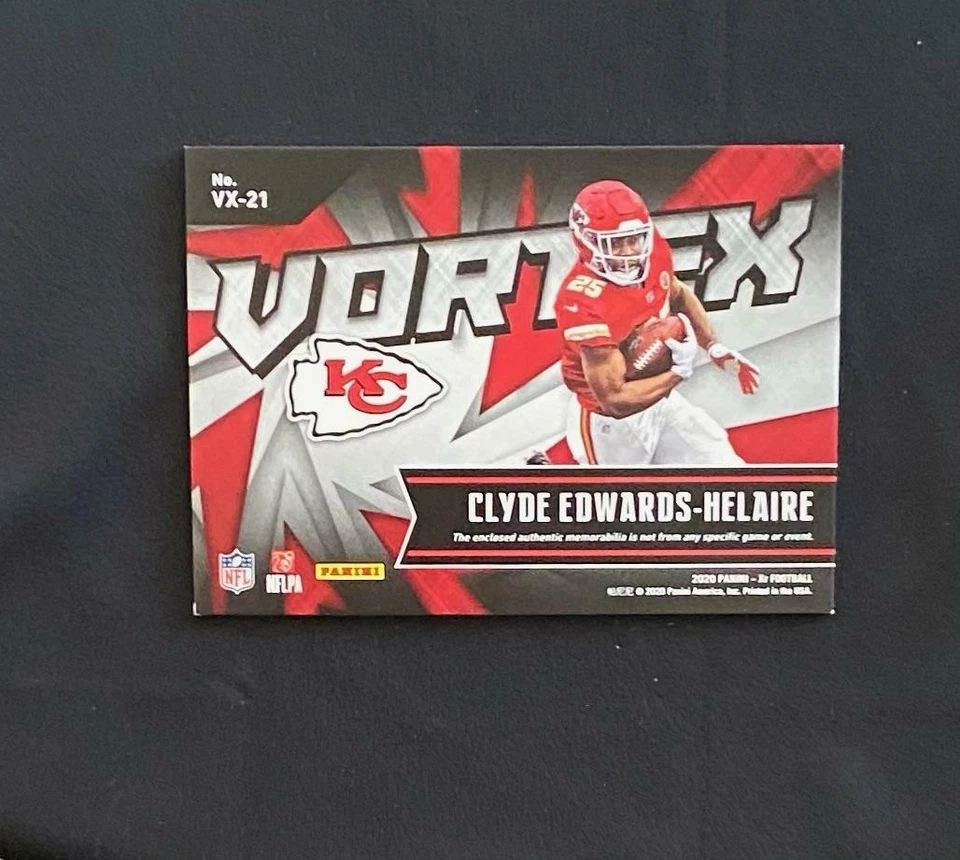 2020 Panini Xr Clyde Edwards-Helaire Vortex #9/75, $$$. TO GO NOW, HOT SUPERSTAR - Image 2 of 2