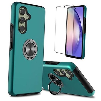 for Samsung Galaxy A54 5G Case with Glass Screen Protector, Ring Holder Green