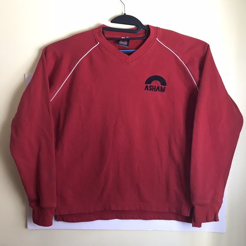 Asham Curling Supplies Sweater Logo Spellout size medium Red