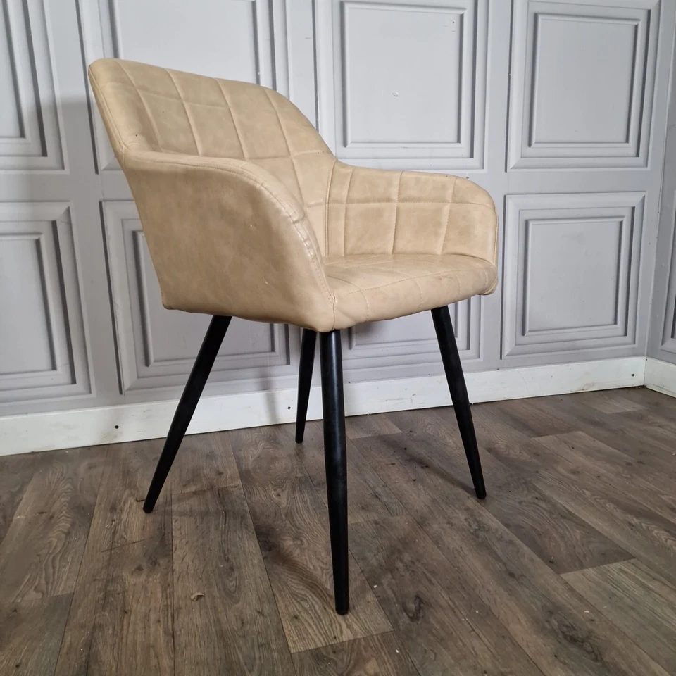 Retro Atomic Tub Chair Vintage Mid Century Style Desk Seat - Faux Leather Vinyl - Image 2 of 4