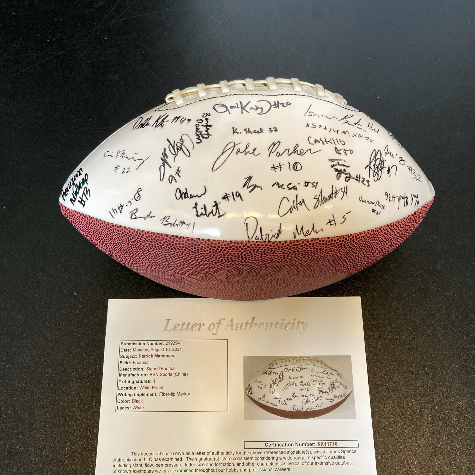 Patrick Mahomes Autographed Signed 2013 Whitehouse Wildcats High School Team Football JSA 