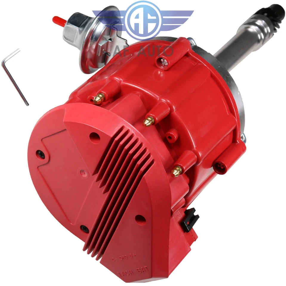 Racing HEI Distributor w/ Super Coil For SBC Chevy 305 350 400 Small Block Red - Image 2 of 4