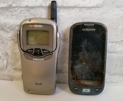 Lot of 2 Samsung Highlight SGH-T749 Blue/Sprint Dual SCH-3500 Phone Parts/Repair
